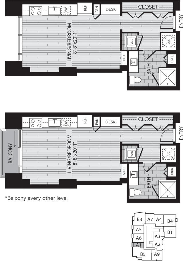A1 Houston One Bedroom Apartment Floor Plan